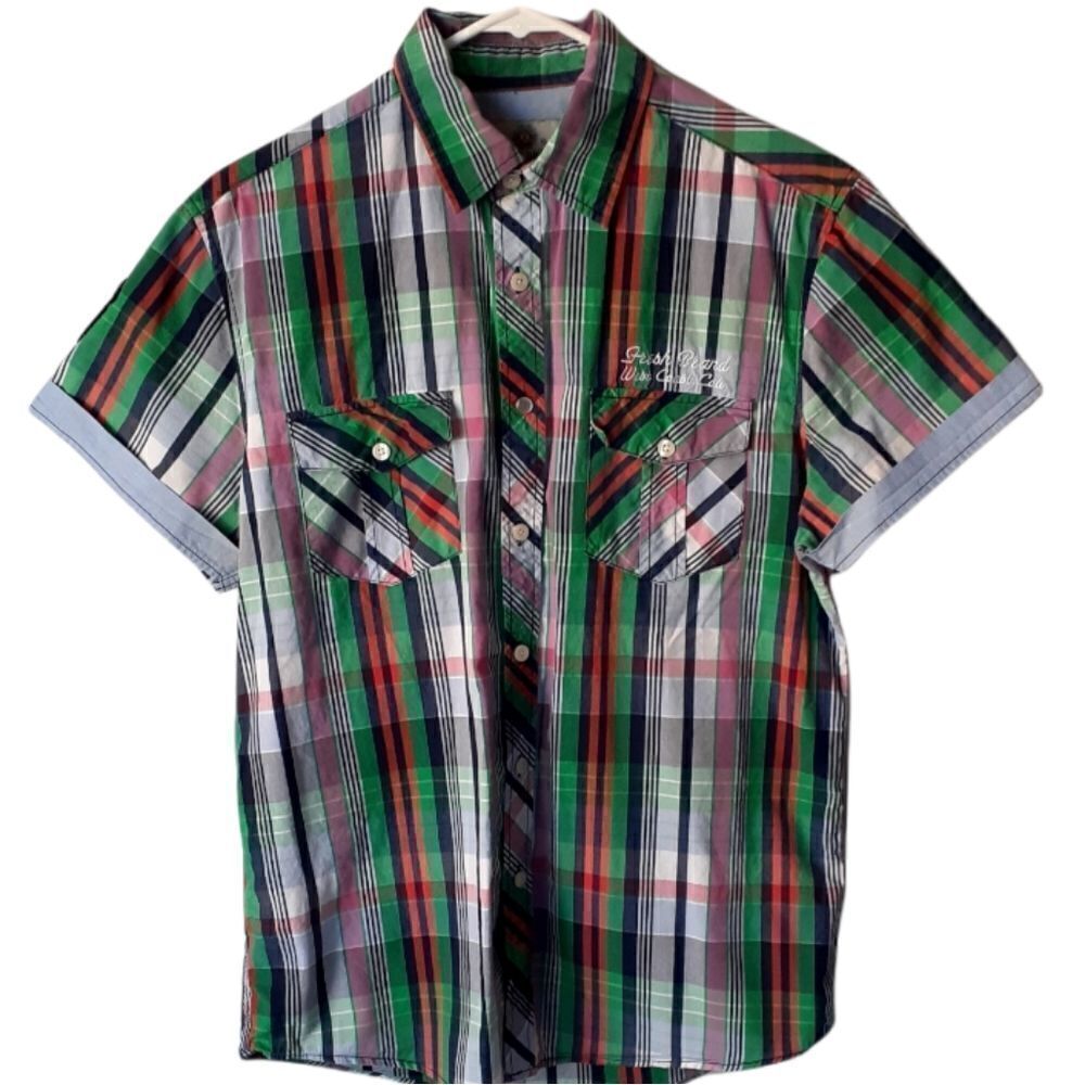 Fresh Brand Men's Button Down Shirt Short Sleeve Multicolored Size S